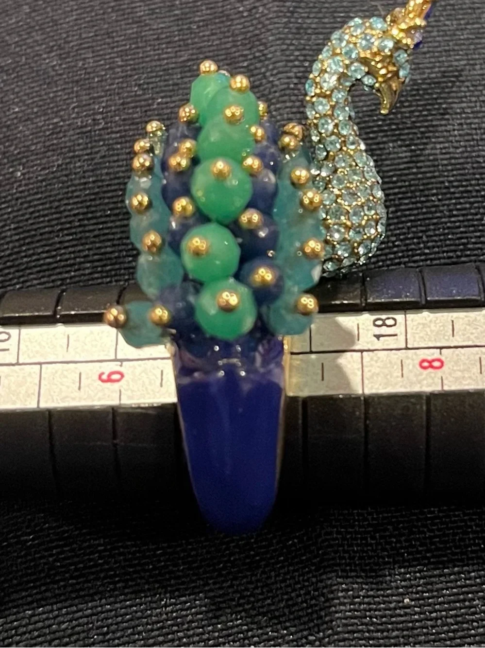 ♠️ Kate Spade Full Plume Peacock Statement Pave Crystals Cocktail Ring - Picture 3 of 12